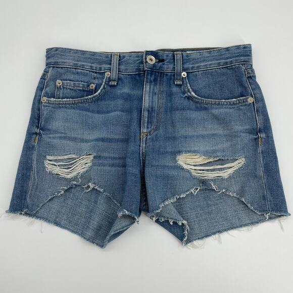 RAG & BONE Shorts Dre Low Rise Distressed Cut Off Denim Womens Size 25 - Picture 1 of 7